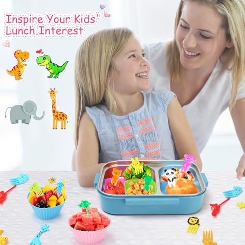 Kids Silicone Lunch Box Dividers Set with Food Picks & Cupcake Liners