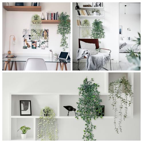 Freyalife Artificial Mandala Vine Hanging Plant, 24-Inch Potted Faux Greenery