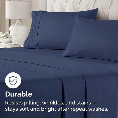 King Pillow Cases by Luxury Home | Ultra Soft Hotel Quality - Wrinkle-Free, Stain & Fade Resistant - Navy Blue, Set of 4