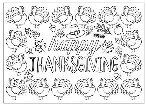 Thanksgiving Color-Your-Own Reversible Disposable Place Mats - 22 Count