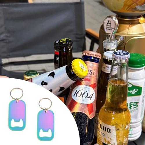Colorful Stainless Steel Bottle Opener Keychains - 4 Pack