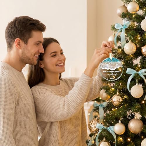 2026 Engagement Glass Ornament - Our Adventure Awaits