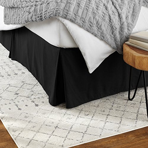 Amazon Basics Full Black Pleated Bed Skirt - Wrinkle Resistant & Machine Washable