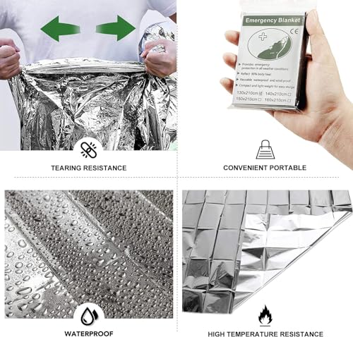 MIXIAO Emergency Thermal Mylar Foil Blanket - Silver, 6 Pack