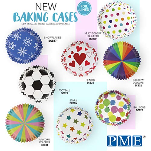 PME Football Cupcake Cases - 30 Pack, Foil Lined Baking Cups