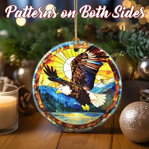 Ceramic Bald Eagle Christmas Ornament - 2.8in Holiday Tree Decor - Variation of Bald Eagle