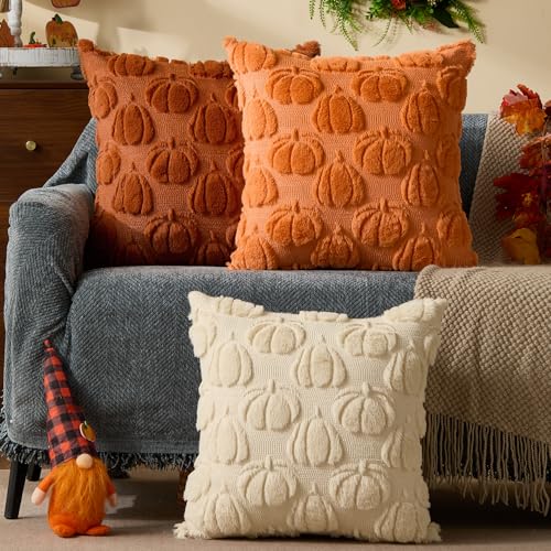 DFXSZ Rust Fall Throw Pillow Covers 18x18, Soft Plush Set of 2