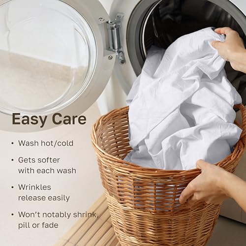 Queen Pillow Cases Set of 2 - 100% Cotton Sateen in Bright White