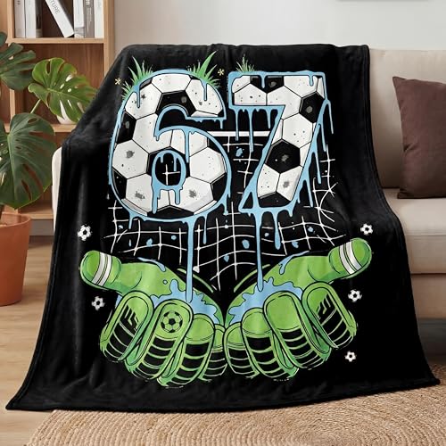 Soccer Throw Blanket 50" x 60" - Soft Fleece with 67 Number Design