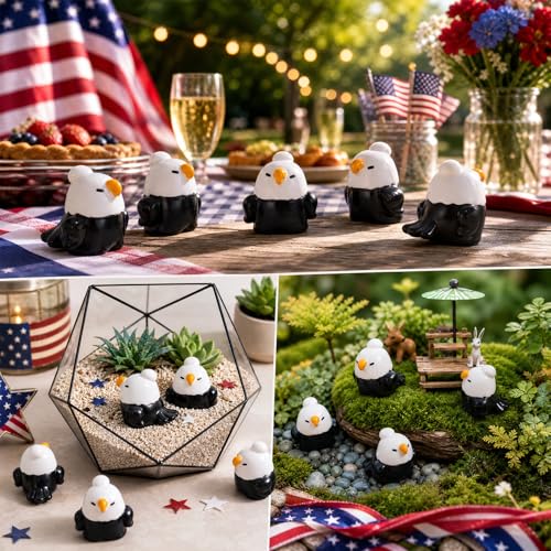 30 Pcs Mini Resin Bald Eagle Figurines for Miniature Garden Decor
