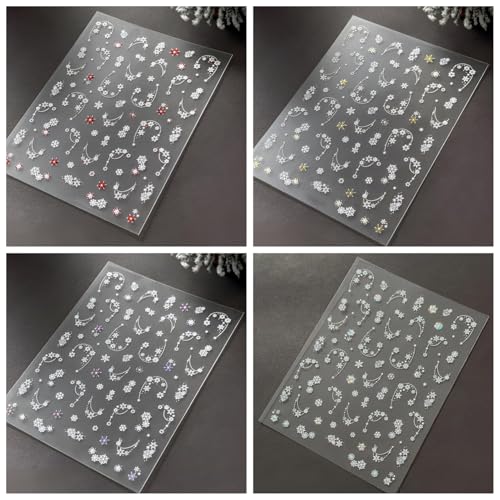 Winthrop 4 Sheets 5D Snowflake Nail Stickers Christmas Winter Art Decals