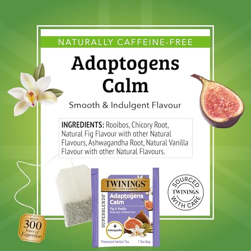 Twinings Adaptogens Calm Tea, Ashwagandha Fig & Vanilla, 18 Tea Bags