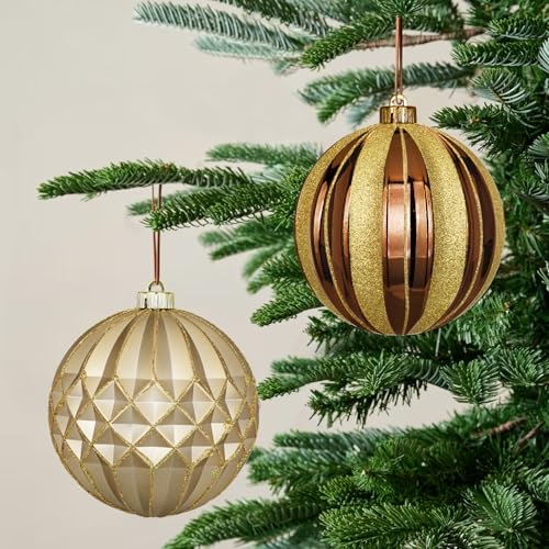 Briful Copper 6'' Extra Large Christmas Ornaments Set - Oversized Shatterproof Holiday Decor