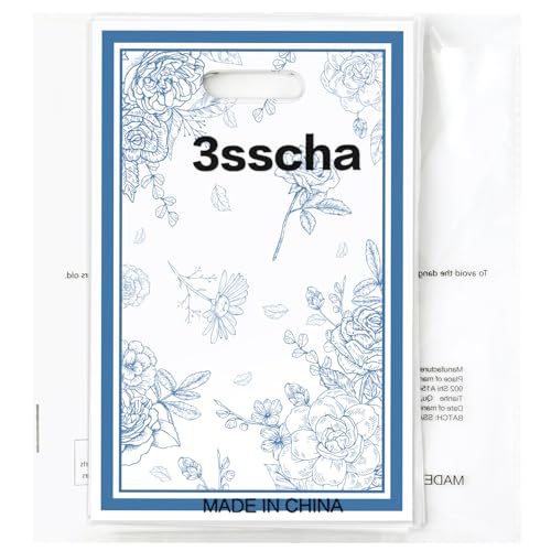 50 Pcs Vintage Floral Blue & White Party Favor Bags