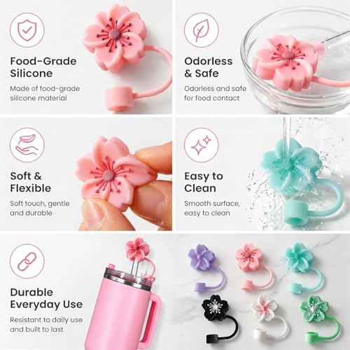 BTYHAOS Reusable Silicone Straw Covers for Stanley Tumblers