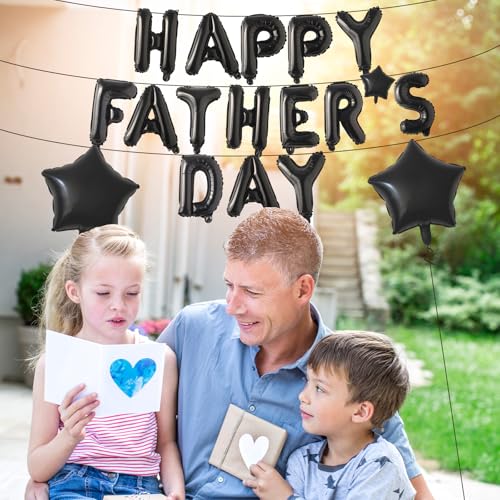 HAPPY FATHER’S DAY Balloons Banner Set with Star Balloons