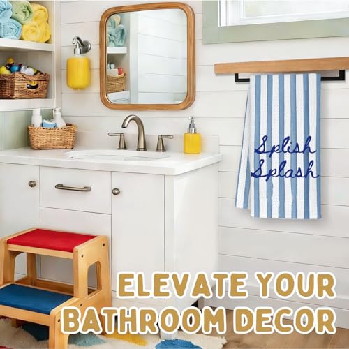 Coastal Bathroom Hand Towels - 16x24 Inch Waffle Weave, Set of 9