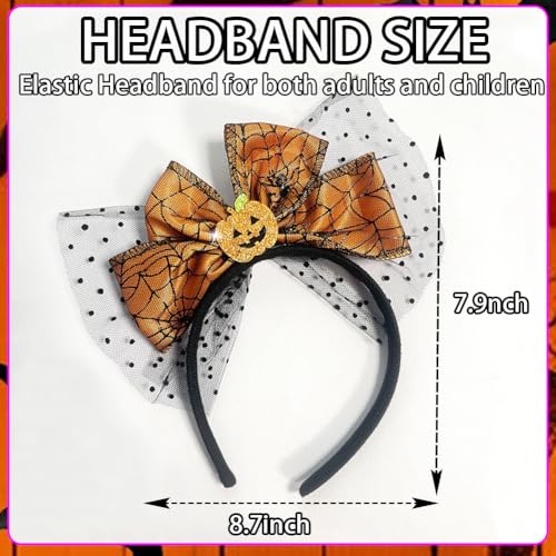 Halloween Pumpkin Bow Headband Cute Mesh Hair Accessory for Party
