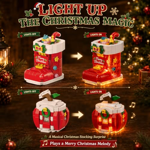 Christmas Advent Calendar with Building Blocks, Music & Lights