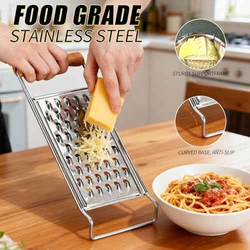 LEKAYIHU 2-Pack Stainless Steel Handheld Grater Set, Coarse & Fine Zester
