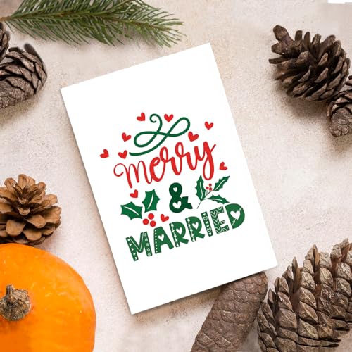 First Christmas Card for Newlyweds - Merry & Married Design