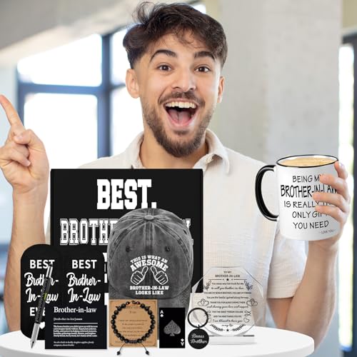Brother In Law Gifts Set with Mug, Cap, Socks, Plaque & More - Christmas & Birthday