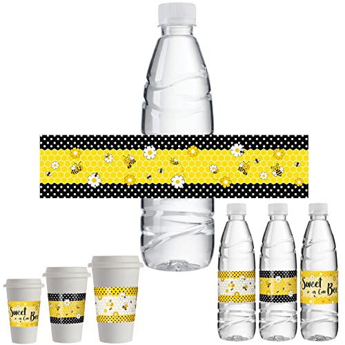 Bee Party Water Bottle Labels - 30 Pack for Baby Showers & Birthdays