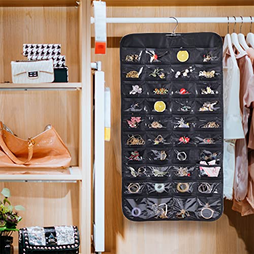 Bloss Hanging Jewelry Organizer for Closet Black - 80 Pockets & Multi-Use Storage