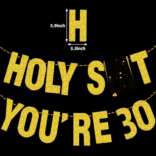 Gold Glitter 30th Birthday Banner for Men & Women - Party Decor