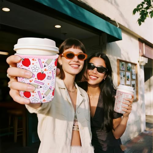 Elyndor Reusable Insulated Cup Sleeve for 16-18oz Iced Coffee & Cold Drinks - Teacher Treasure Design