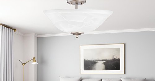 Aspen Creative 25002-65-1 Replacement Alabaster Glass shade for Flush Mount or Semi-Flush Mount, 1/2" Center Hole, 11-1/2" Diameter x 4" Height