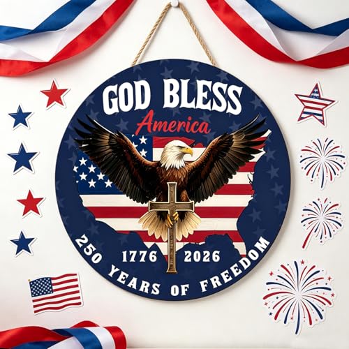 Patriotic 250th Anniversary Wooden Wreath - USA Decor for Door & Wall