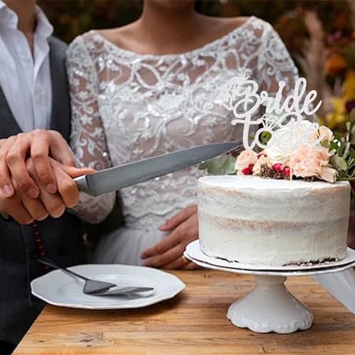 Silver Glitter Bride to Be Cake Topper for Bachelorette Parties