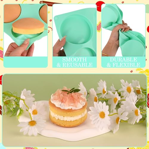 Wrbin 3-Pack Silicone Muffin Top Pans, 6-Cavity Non-Stick Round Baking Molds