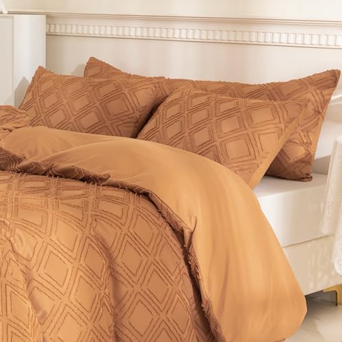 JELLYMONI 20" x 54" Rust Grid Tufted Body Pillowcase - Soft & Pet Hair Resistant