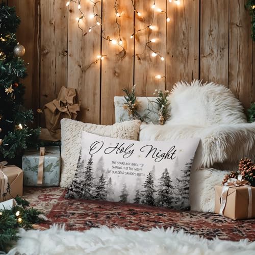O Holy Night Winter Snowy Decorative Pillow Cover - 12x20