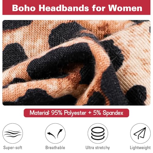 Leopard Headband for Women 2 Pcs Elastic Animal Print Hair Bands