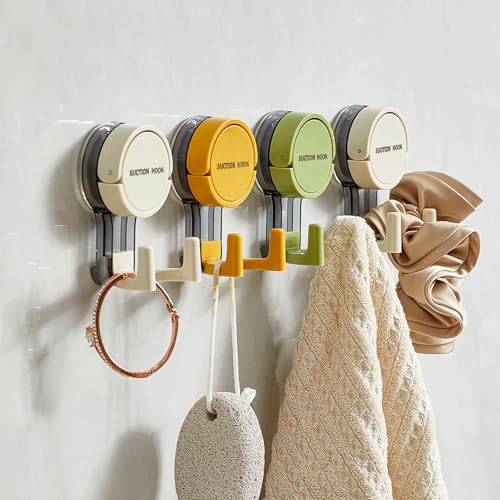 Eternelovery 3PCS Suction Cup Hooks for Bathroom & Kitchen - Heavy Duty Reusable Adhesive Shower Towel Hooks