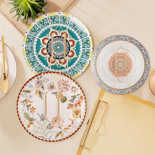 6-8 Inch Gold Plate Wall Hangers Set - 3 Pieces, Invisible Wall Plate Holders for Ceramic & Porcelain Decor