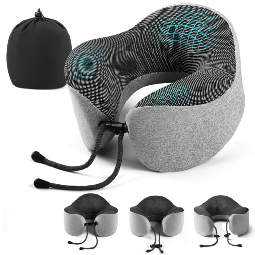 Ergonomic Memory Foam Travel Pillow for Neck Support - Grey