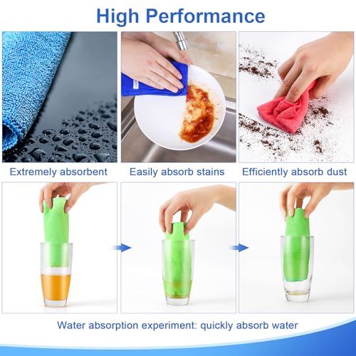 ovwo Microfiber Cleaning Cloths, 12-Pack, 12" x 12" Absorbent Lint-Free Towels
