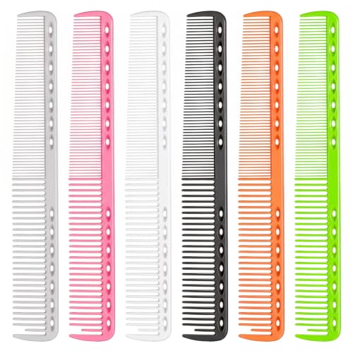 JJUNW 6-Piece Professional Cutting Combs Heat Resistant Hair Styling Set