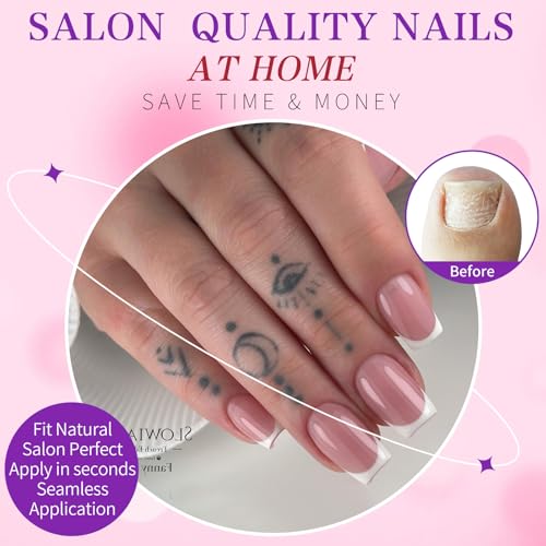 LoveOurHome Medium Square French Tip Press On Nails Kit