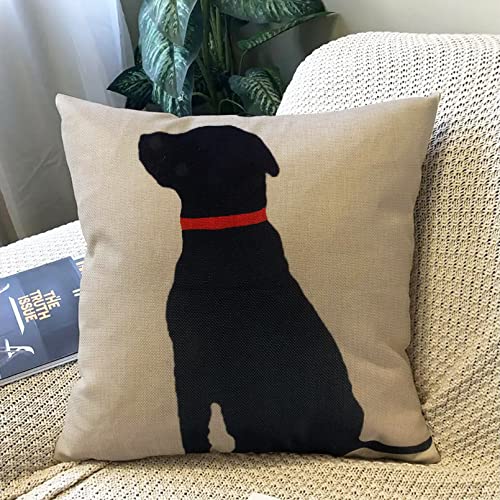 Dog Print Cotton Linen Throw Pillow Cover 18 x 18 Inch Decorative Cushion