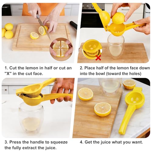 YC Kitchen Manual Lemon Juicer - Metal Handheld Citrus Squeezer for Lemons & Limes