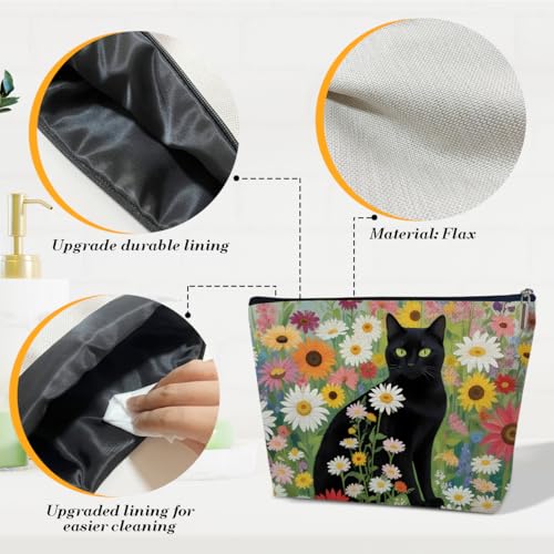 Black Cat Makeup Bag Waterproof Cosmetic Toiletry Pouch for Women