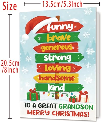 Christmas Card for Grandson - Merry Christmas from Grandma & Grandpa CD-278