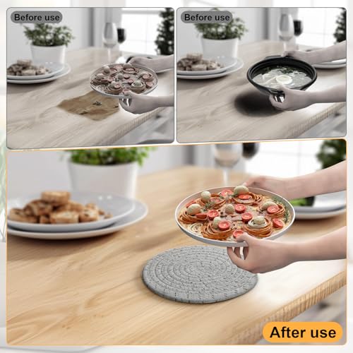 7-Inch Gray Trivets for Hot Dishes - 6 Pack Cotton Hot Pads