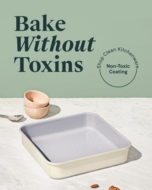 Caraway Non-Stick Ceramic Square Pan - 9” Naturally Slick Coating - Non-Toxic & PTFE Free - Ideal for Brownies, Cakes & More - Navy