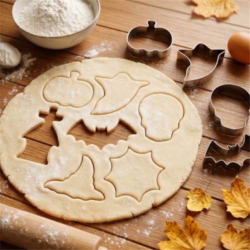 Halloween Cookie Cutters Set - 9 Stainless Steel Shapes for Baking